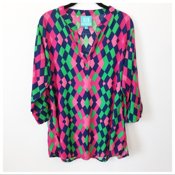 escapada Other - Escapada Swimsuit Cover Pink/Green/Navy Pattern XL